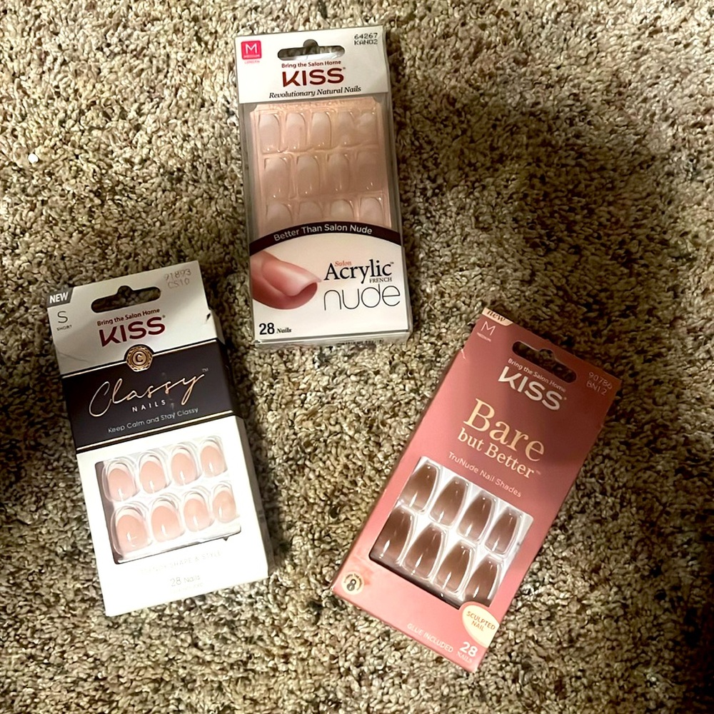Set 3 trendy nails. new  bare but butter, classy nails, acrylic French nude.